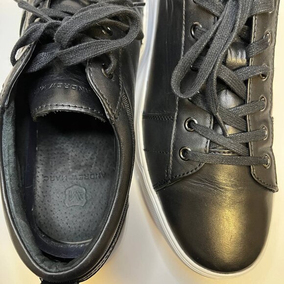 Andrew Marc Darwood Men's Black Leather Sneakers – Size US 8 - Picture 3 of 11